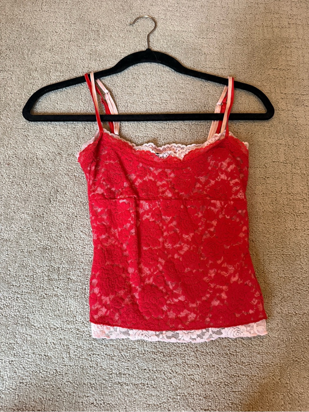 White Fox Boutique Red Lace Camisole Tank Top